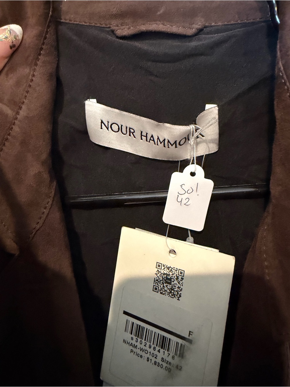 NOUR HAMMOUR Tate Tailored Suede Trench Coat in Mocha Suede $1,830 MSRP - Picture 8 of 9
